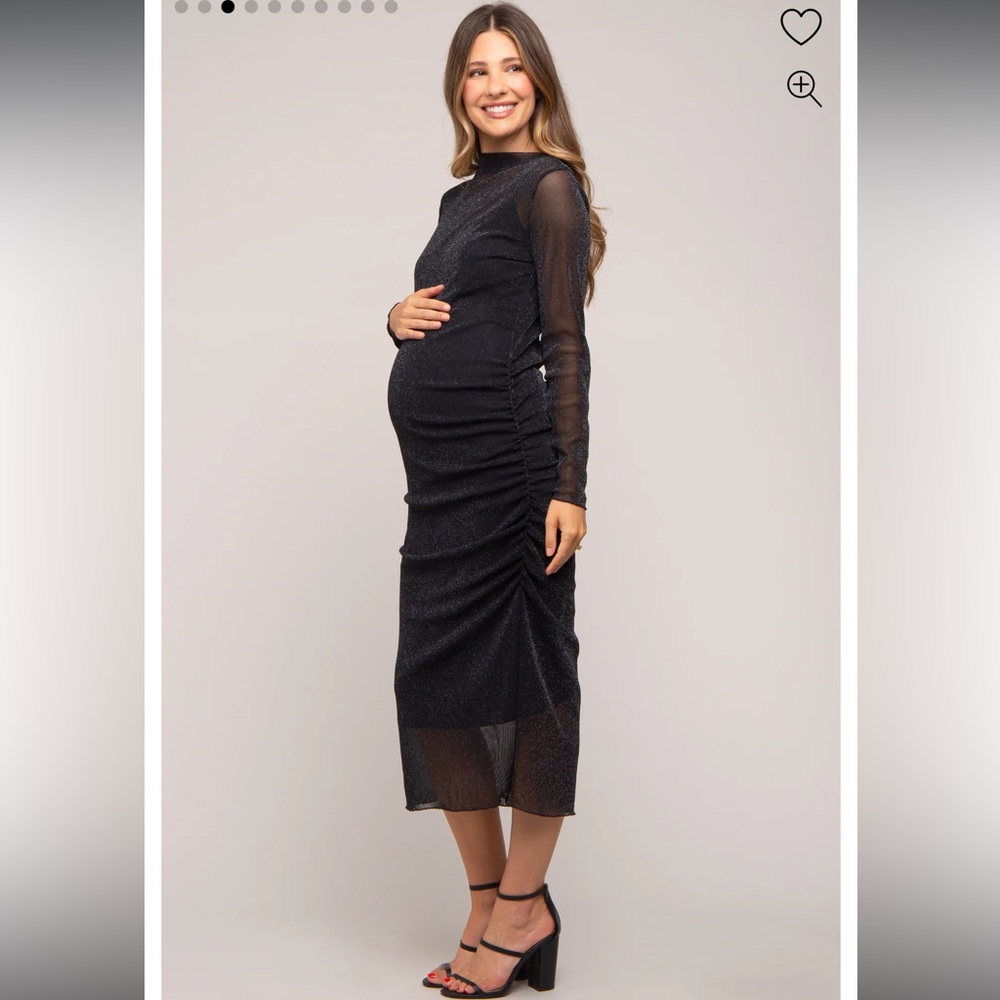 Black Ruched Bodycon Dress with Bishop Sleeves